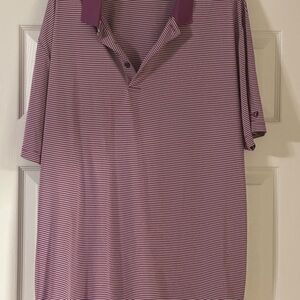 Mens Grand Slam Performance Purple and White Striped Short Sleeve Polo Shirt XXL